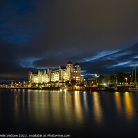 Buy canvas prints of Nightview of the lights on the sea in Oslo, Norway by Sergio Delle Vedove
