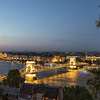 Buy canvas prints of A view of Chains bridge at sunset in Budapest by Sergio Delle Vedove