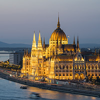 Buy canvas prints of Parliament building at sunset in Budapest. by Sergio Delle Vedove