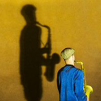 Buy canvas prints of the sax player  by Sergio Delle Vedove