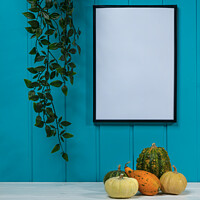 Buy canvas prints of A blank black frame  and  some pumpkins by Sergio Delle Vedove