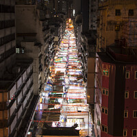 Buy canvas prints of Night Street market in Hong Kong  by Sergio Delle Vedove
