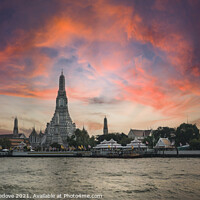 Buy canvas prints of  Wat Arun temple in Bangkok at sunset by Sergio Delle Vedove