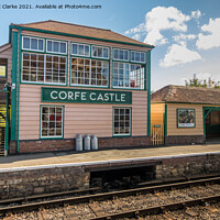 Buy canvas prints of Corfe Castle train station by Stuart C Clarke