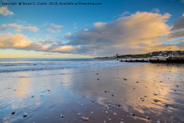 Reflections of Swanage Bay Picture Board by Stuart C Clarke