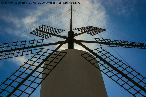 Palma windmill Picture Board by Stuart C Clarke