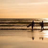 Buy canvas prints of Sunset Surfers by Kate Whiston