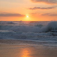 Buy canvas prints of Sunset and Waves by Kate Whiston