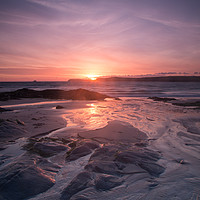 Buy canvas prints of Harlyn Pink Sunrise by Kate Whiston