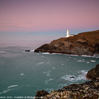 Buy canvas prints of Pink sunset at Trevose Head by Kate Whiston