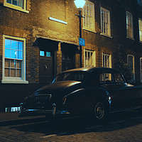 Buy canvas prints of Vintage car in a London night by Iacopo Navari
