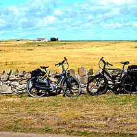 Buy canvas prints of Bikes in Holy Island  by Rachael Smith
