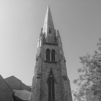 Buy canvas prints of Black And White Lewisham Tall Church Spire Canvas by Cherise Man
