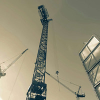 Buy canvas prints of Split Tone Electrical Tower Cranes Of London  by Cherise Man