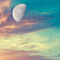 Buy canvas prints of Macro half moon pastel sky by Cherise Man