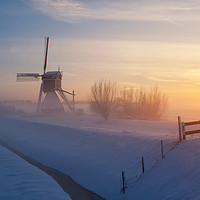 Buy canvas prints of Wingerdse windmill in wintermood by John Stuij