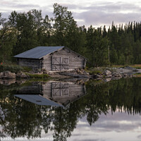 Buy canvas prints of Boathouse on a Swedish lake by John Stuij