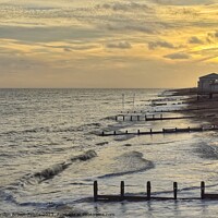 Buy canvas prints of Golden sky and silver sea in Worthing, West Sussex by Carolyn Brown-Felpts