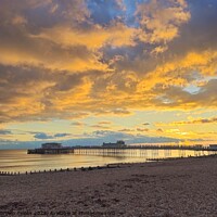 Buy canvas prints of Sunset at Worthing Pier by Carolyn Brown-Felpts