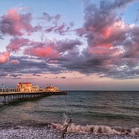 Buy canvas prints of Sunset over Worthing pier by Carolyn Brown-Felpts
