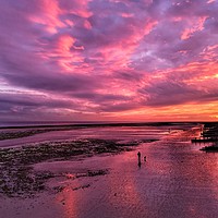 Buy canvas prints of Autumn sunset over Worthing beach by Carolyn Brown-Felpts