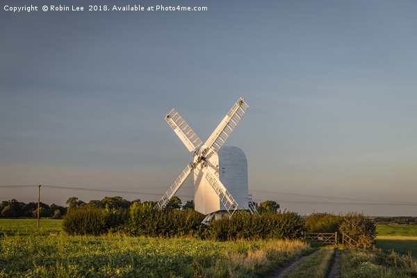Sun setting on Chillenden Windmill Picture Board by Robin Lee