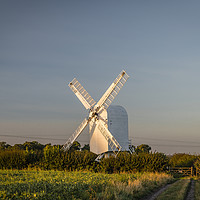 Buy canvas prints of Sun setting on Chillenden Windmill by Robin Lee