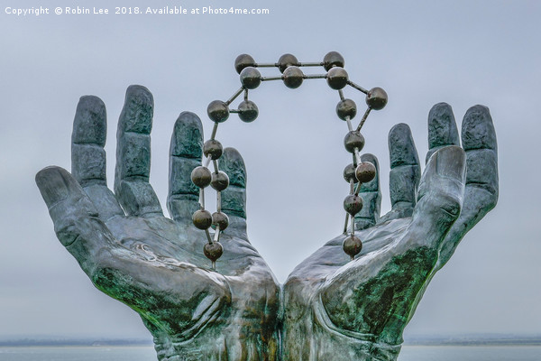 Hands and Molecules Sculpture Ramsgate Picture Board by Robin Lee