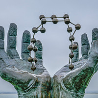 Buy canvas prints of Hands and Molecules Sculpture Ramsgate by Robin Lee