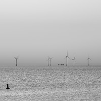 Buy canvas prints of Wind farm and Maunsell Army Forts off Herne Bay  by Robin Lee