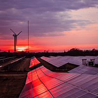 Buy canvas prints of Red Sunset of Alternative Energy by Robin Lee