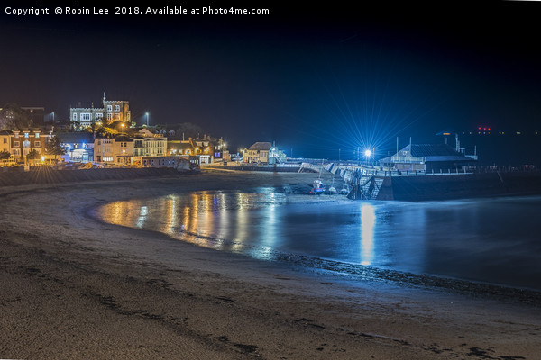 Broadstairs Harbour and Bay nightscape Picture Board by Robin Lee