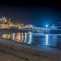 Buy canvas prints of Broadstairs Harbour and Bay nightscape by Robin Lee