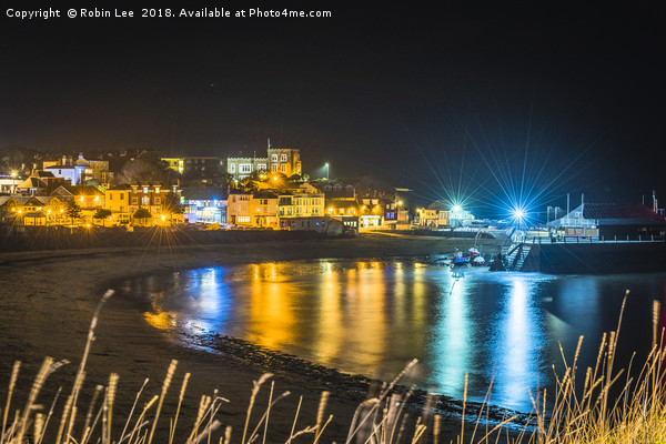 Broadstairs Viking Bay at night Picture Board by Robin Lee