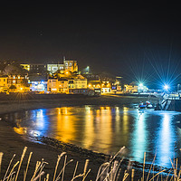 Buy canvas prints of Broadstairs Viking Bay at night by Robin Lee