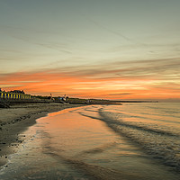 Buy canvas prints of Minnis Bay in Kent orange sky by Robin Lee