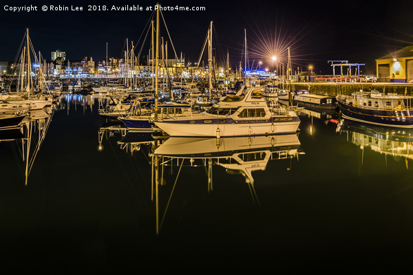 Reflections in Ramsgate Marina Picture Board by Robin Lee
