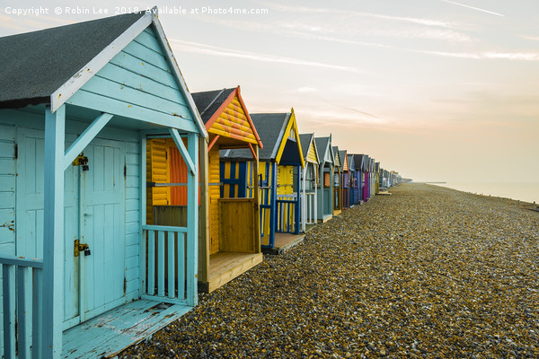 Endless Beach Huts at Herne Bay Picture Board by Robin Lee