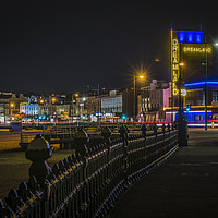 Buy canvas prints of Welcome to Margate seafront by night by Robin Lee