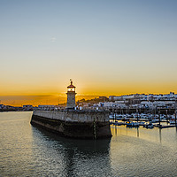 Buy canvas prints of Ramsgate Harbour Lighthouse sunset by Robin Lee