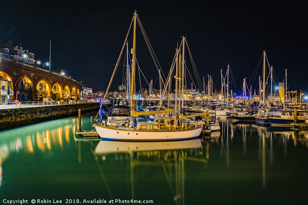 Ramsgate Marina at night Picture Board by Robin Lee