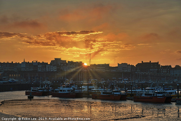 Sunset Ramsgate Harbour Picture Board by Robin Lee