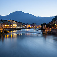 Buy canvas prints of Grenoble at dusk with the river Isere, France by Florent Lacroute