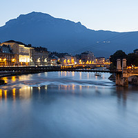 Buy canvas prints of Grenoble at dusk with the river Isere, France by Florent Lacroute