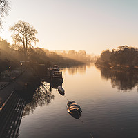 Buy canvas prints of Thames riverside on a foggy morning in Richmond by Chris Rabe