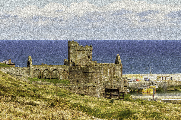 Peel Castle, Isle of Man with Oil Painting FIlter Picture Board by Paul Smith