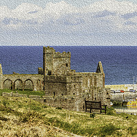 Buy canvas prints of Peel Castle, Isle of Man with Oil Painting FIlter by Paul Smith