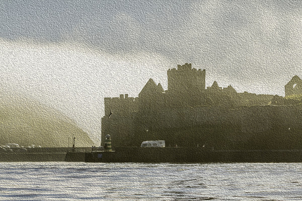 Peel Castle, Isle of Man with Oil Painting Filter Picture Board by Paul Smith