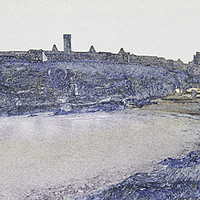 Buy canvas prints of Peel Castle, Isle of Man with Find Edges Filter by Paul Smith