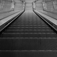 Buy canvas prints of Black and white Elevator by Martin Bowra